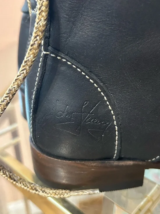 John Fluevog Paul Black Leather Combat Lace-Up Ankle Boots Size 5/6.5 - Picture 7 of 16